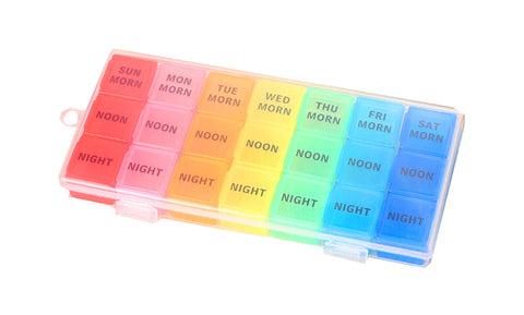 Colorful  3-Times Weekly Pills Vitamins Organizer with Large Compartments and Detachable Trays