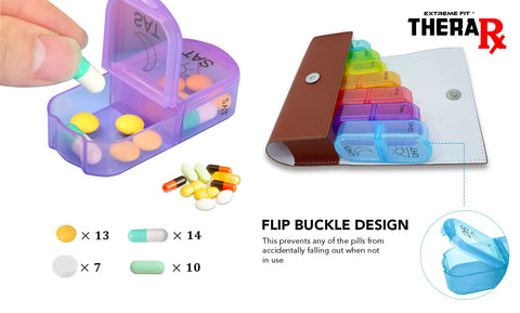 Weekly Pill Organizer 2 Times a Day,AM PM Large Daily Pill Box Medicine Organizer with PU Leather Case for Travel ,7 Day Pill Container for Vitamin Fish Oils Supplements