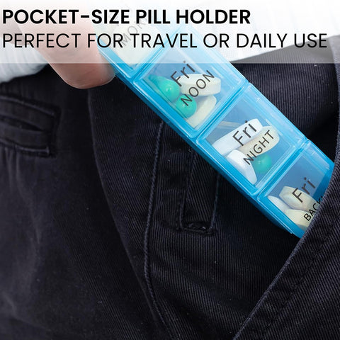 Large Weekly Pill Organizer – 7 Day Pill Box with 4 Times a Day Compartments – Portable Medication & Vitamin Organizer with Removable Daily Cases