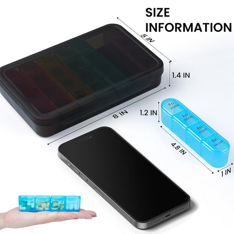 Large Weekly Pill Organizer – 7 Day Pill Box with 4 Times a Day Compartments – Portable Medication & Vitamin Organizer with Removable Daily Cases