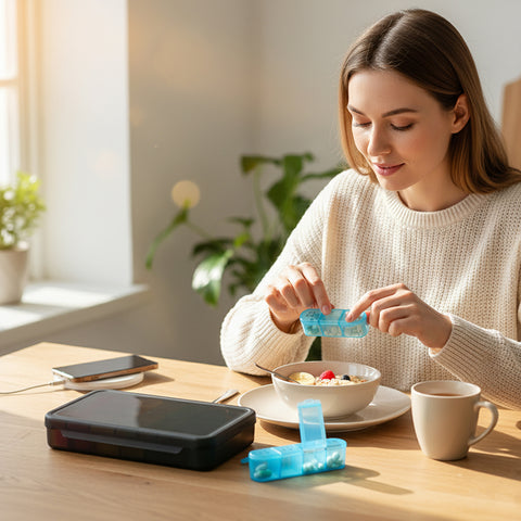 Large Weekly Pill Organizer – 7 Day Pill Box with 4 Times a Day Compartments – Portable Medication & Vitamin Organizer with Removable Daily Cases