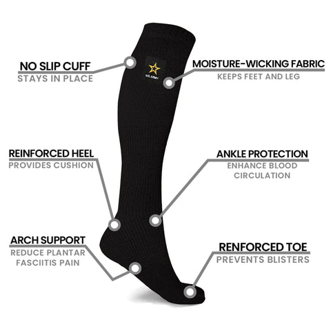 2-Pack Official US Army Graduated Knee-High Compression Socks  15–20 mmHg Compression Socks with Arch Support for Men & Women
