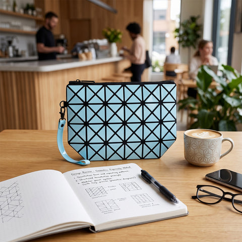 Geometric Expressly-Noted Clutch Evening Clutch Bag with Geometric Pattern and Zipper Closure