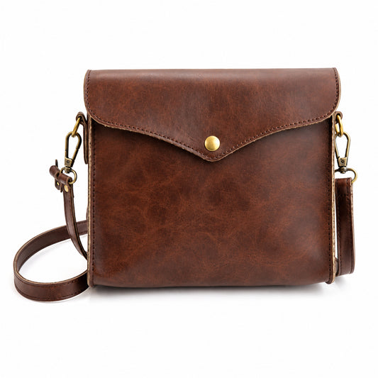 Women's Vintage PU Leather Shoulder Bag Satchel Compact Crossbody Handbag for Everyday Use