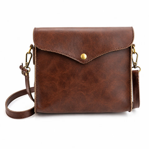 Women's Vintage PU Leather Shoulder Bag Satchel Compact Crossbody Handbag for Everyday Use
