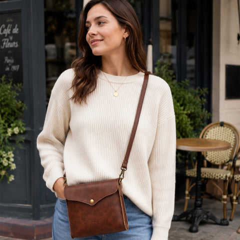 Women's Vintage PU Leather Shoulder Bag Satchel Compact Crossbody Handbag for Everyday Use