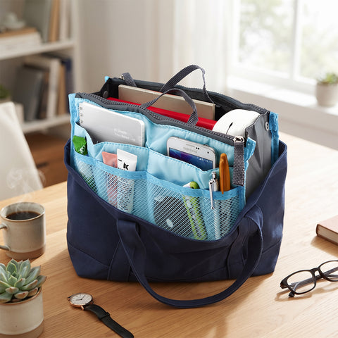3-Pack Purse Organizer Insert Set Travel Tote Handbag Organizer with Zipper Pockets for Purses, Totes & Handbags