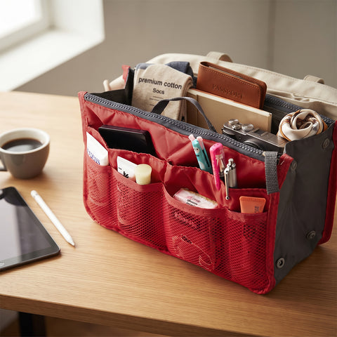 3-Pack Purse Organizer Insert Set Travel Tote Handbag Organizer with Zipper Pockets for Purses, Totes & Handbags