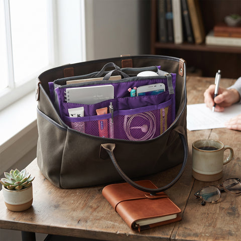 3-Pack Purse Organizer Insert Set Travel Tote Handbag Organizer with Zipper Pockets for Purses, Totes & Handbags