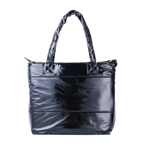 Padded Zip Closure Tote Bag Women's Waterproof PU Leather Shoulder Tote Handbag
