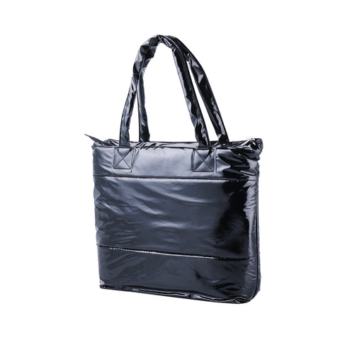 Padded Zip Closure Tote Bag Women's Waterproof PU Leather Shoulder Tote Handbag