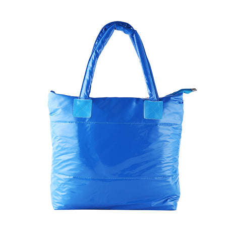 Padded Zip Closure Tote Bag Women's Waterproof PU Leather Shoulder Tote Handbag