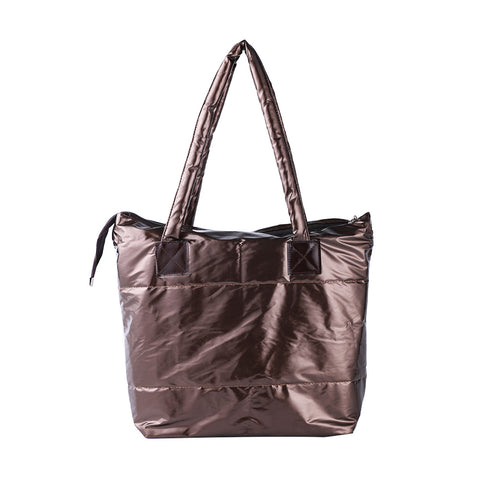 Padded Zip Closure Tote Bag Women's Waterproof PU Leather Shoulder Tote Handbag
