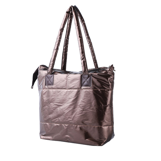 Padded Zip Closure Tote Bag Women's Waterproof PU Leather Shoulder Tote Handbag