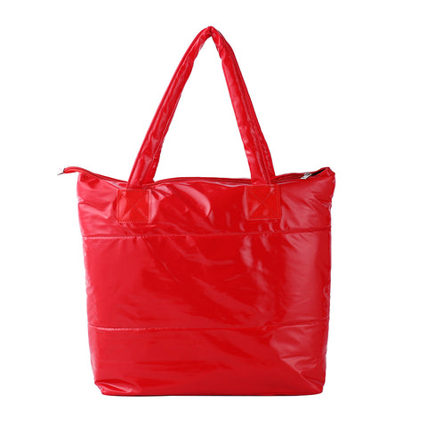 Padded Zip Closure Tote Bag Women's Waterproof PU Leather Shoulder Tote Handbag