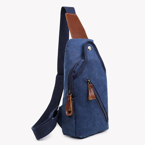 Metro Modern Canvas Shoulder Sling Bag Lightweight Crossbody Chest Bag with Adjustable Strap & Multiple Zipper Pockets