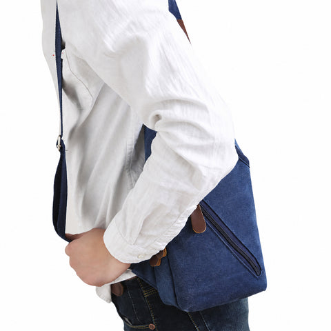 Metro Modern Canvas Shoulder Sling Bag Lightweight Crossbody Chest Bag with Adjustable Strap & Multiple Zipper Pockets