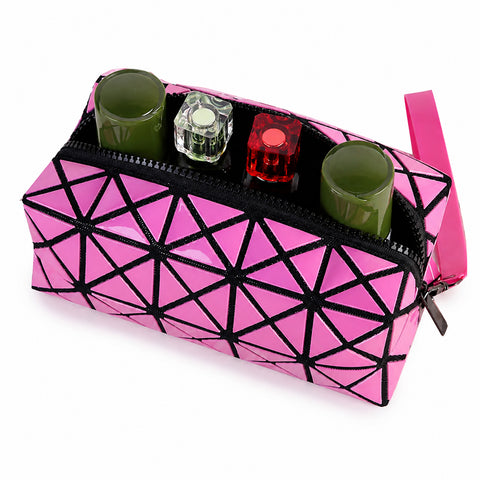 Diamond Design Cosmetic Travel Bag Waterproof Makeup Organizer with Zipper Closure