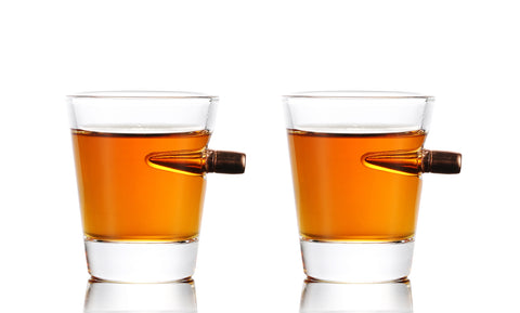 Handmade Shot Glass with Embedded .308 Real Bullet (1or 2-Pack)