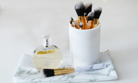 9-Piece Set: Professional Marble-Look Makeup Brushes