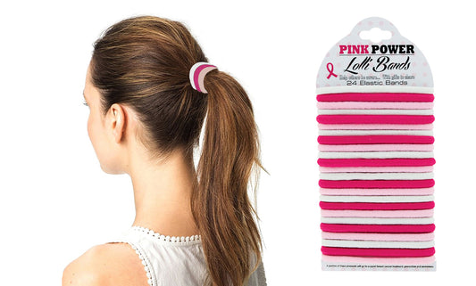 Breast Cancer Awareness Elastic Hair Bands (24-Pack)