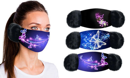 3-Pack: Windproof Winter Reusable Non-Medical Warm Face Mask with Earmuff
