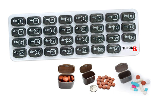31 Day Monthly Pill And Vitamin Organizer With Large Removable Pods
