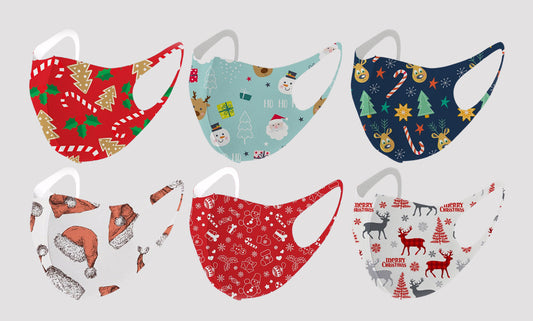 6-Pack : Holiday Themed Reusable Face Masks