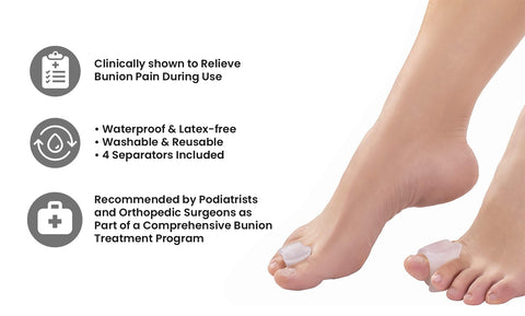 4-PACK:  Silicone gel toe separators and Bunion Correctors for Big toe Alignment overlapping toes