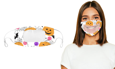 Halloween Edition  Smile Communicator Clear Mouth Face Mask (3-Pack)