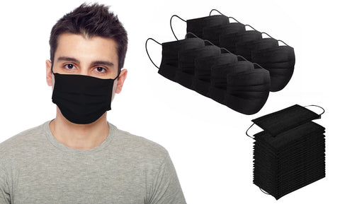 Black 3-Ply Non-Medical Disposable Face Masks (10-Pack)