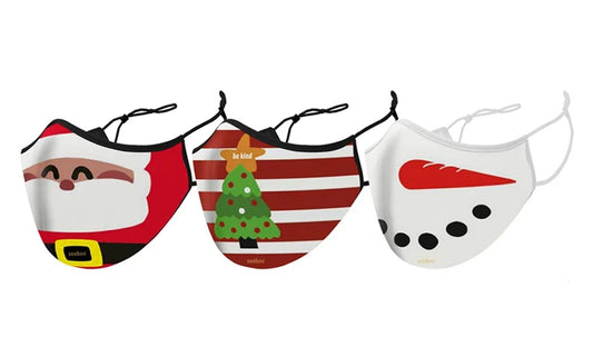 3-Pack: Christmas Kids Two-Layer Reusable Face Mask With Adjustable Ear Loops