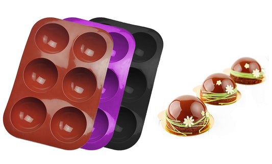 3-Pack : Silicone Semi Sphere  6 Holes Mold For Ice Chocolates Cake Jelly Pudding Handmade Soap