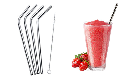 Stainless Steel Bent Drinking Straws (5- or 10-Pack)