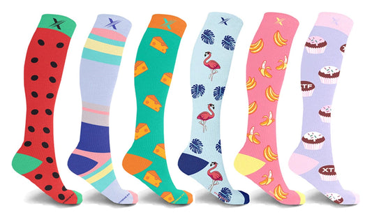 Novelty Knee-High Printed Compression Socks (3-Pairs or 6-Pairs)