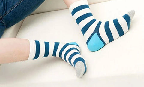 5-Pairs : Unisex Striped Crew Compression Socks