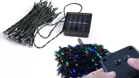 100-LED Multicolor Solar-Powered Fairy String Lights