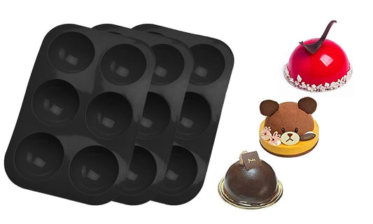 3-Pack : Silicone Semi Sphere  6 Holes Mold For Ice Chocolates Cake Jelly Pudding Handmade Soap