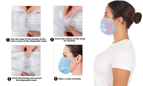 12-Pack :Colorful 3D Support Face Mask Bracket For Comfortable Breathing