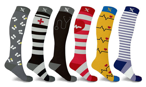 Knee High Compression Socks for Nurses and Doctors (6-Pairs)