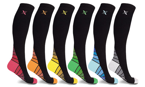 6-Pairs: Unisex Premium Gold Compression Socks