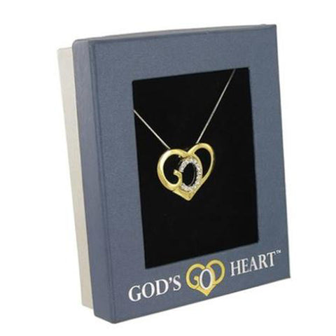God's Heart Crystal Accent Gold Necklace