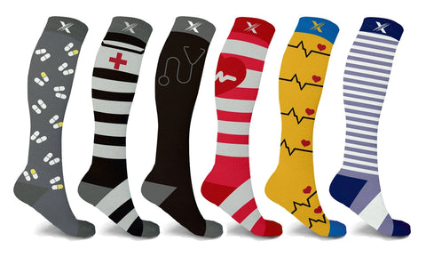 XTF Medical Prints Knee-High Compression Socks (3-Pairs or 6-Pairs)