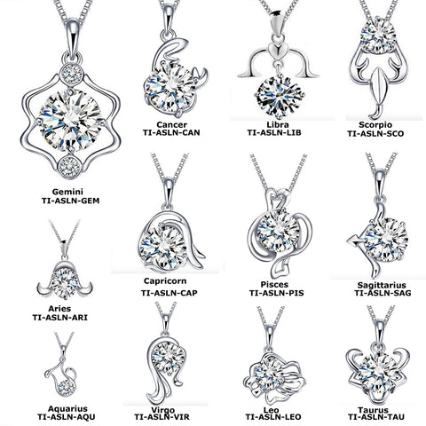 Zodiac Sign Crystal Pendants with Chain