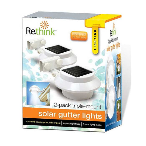 2-Pack Triple Mount Solar Gutter Lights