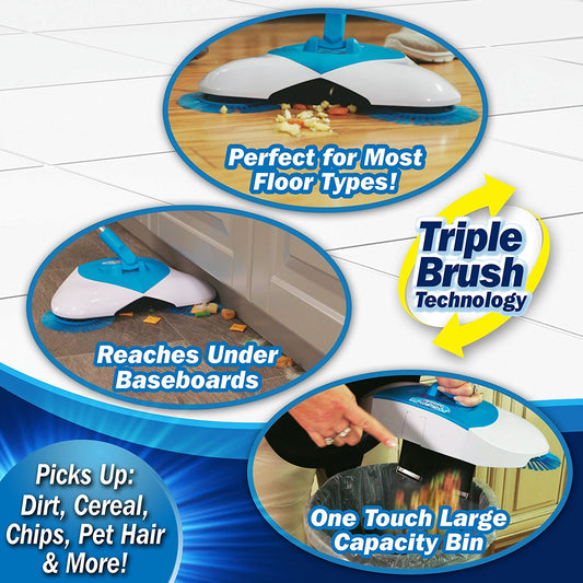 Cordless Hurricane Spin Broom with Rotating Bristles For Cleaning Sweeping