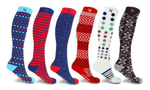 3-Pairs: XTF Fun Expressive Designs Knee-High Compression Socks