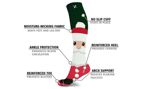 3-Pairs: XTF Holiday and Christmas Collection Knee-High Compression Socks