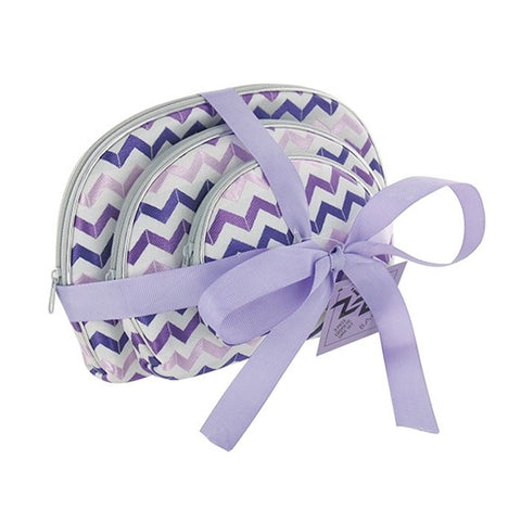 3 Piece Cosmetics Pouch Set - 3 Colors