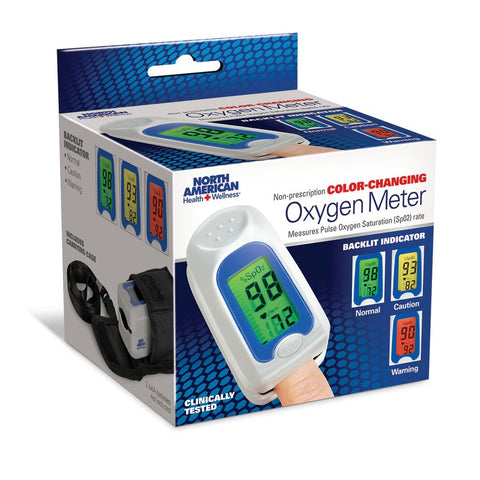 Color-Coded Finger Pulse and Oxygen Meter with Storage Case
